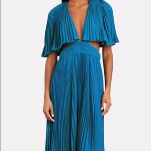 Amur Dara Blue Pleated Cut Out Party Cocktail Dress